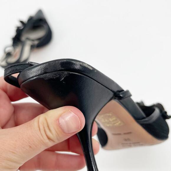 Miu Miu Vintage Retro Black Flower Bow Mesh Pointed Toe Slingback Heel IT 38 - Picture 10 of 13